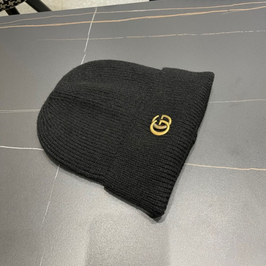  GUCCI古奇 时尚法式羊毛毛线帽子女冬季保暖针织帽潮条纹毛线帽