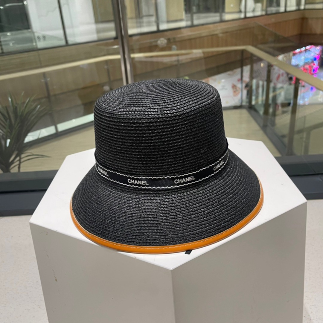  【Chanel香奈儿】新款草编大牌拼色小香风编织草帽，度假休闲必备，优雅大方的一款