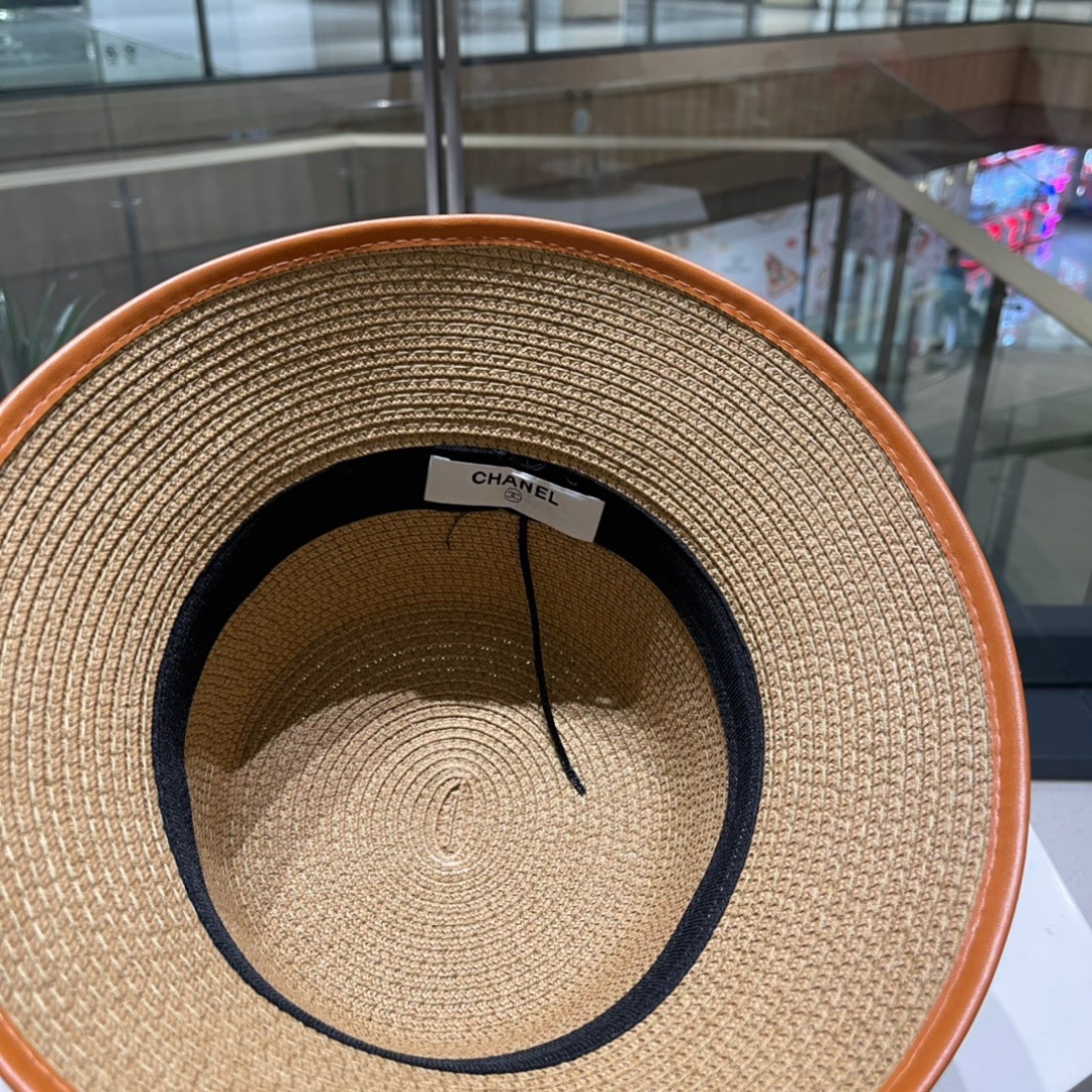  【Chanel香奈儿】新款草编大牌拼色小香风编织草帽，度假休闲必备，优雅大方的一款