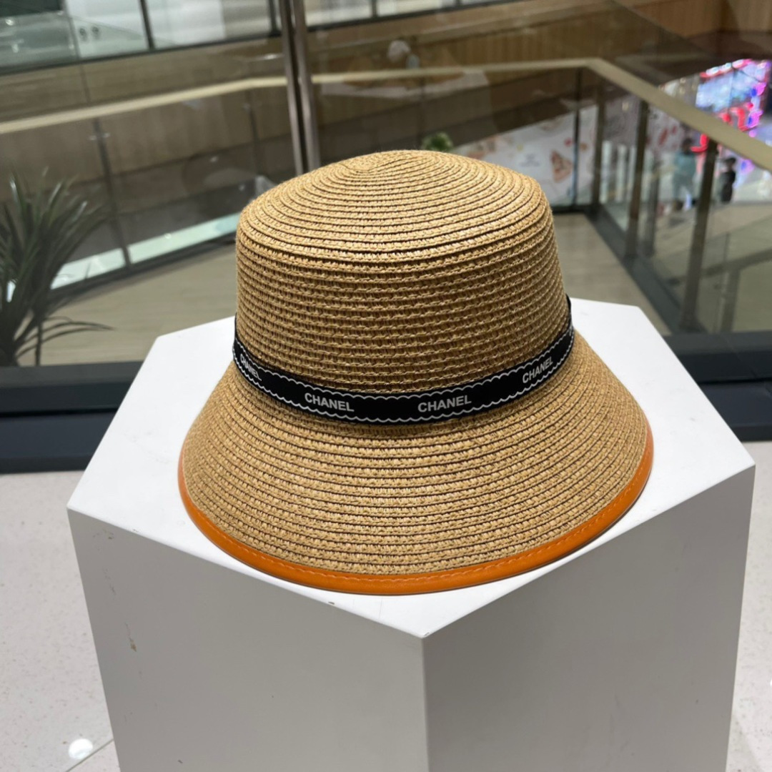  【Chanel香奈儿】新款草编大牌拼色小香风编织草帽，度假休闲必备，优雅大方的一款