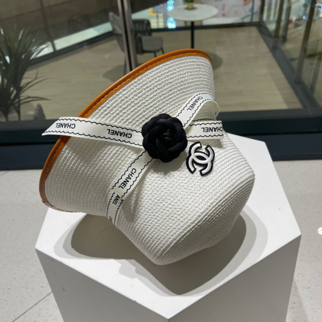  【Chanel香奈儿】新款草编大牌拼色小香风编织草帽，度假休闲必备，优雅大方的一款