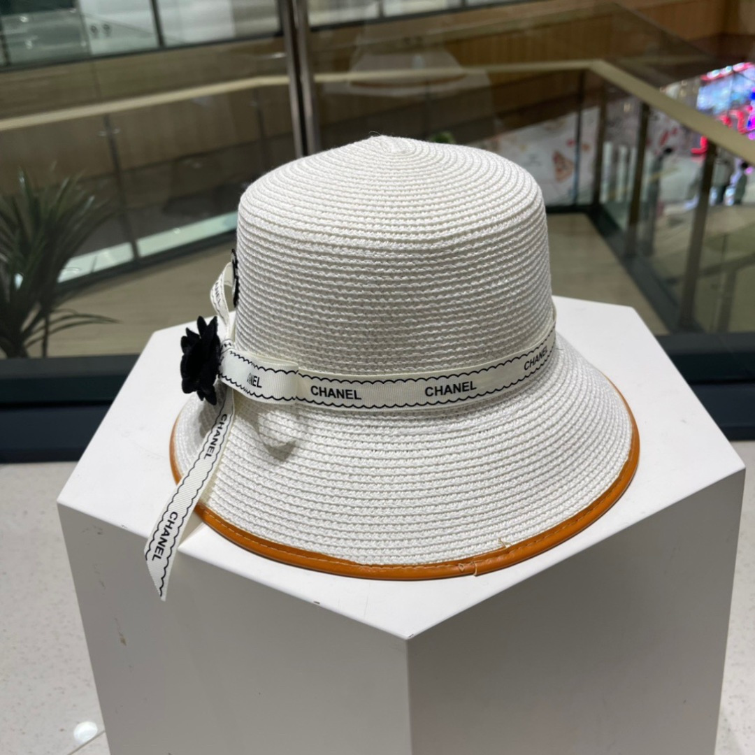  【Chanel香奈儿】新款草编大牌拼色小香风编织草帽，度假休闲必备，优雅大方的一款