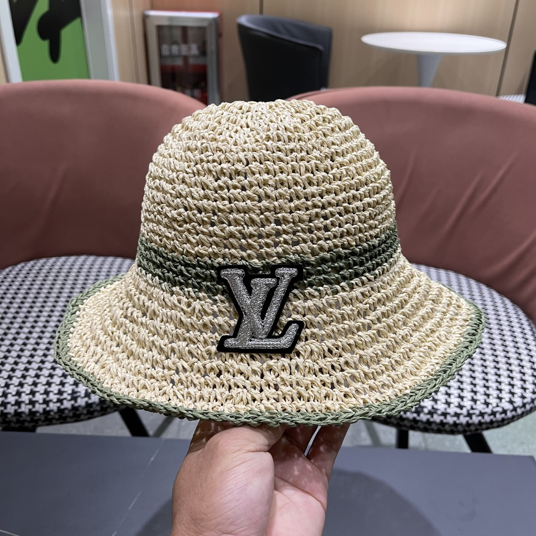  路易威登日系波浪边水钻渔夫帽手工钩针草帽女夏季防
晒镂空透气遮阳