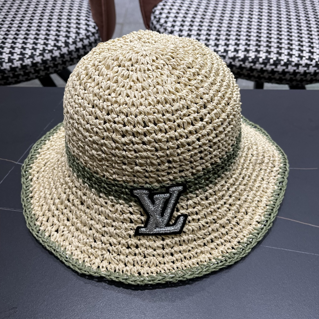  路易威登日系波浪边水钻渔夫帽手工钩针草帽女夏季防
晒镂空透气遮阳