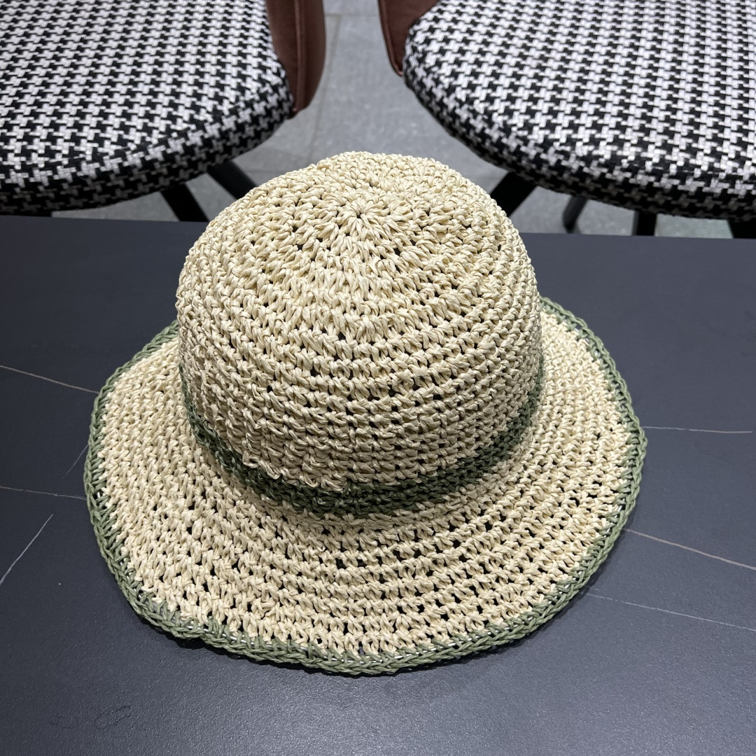  路易威登日系波浪边水钻渔夫帽手工钩针草帽女夏季防
晒镂空透气遮阳