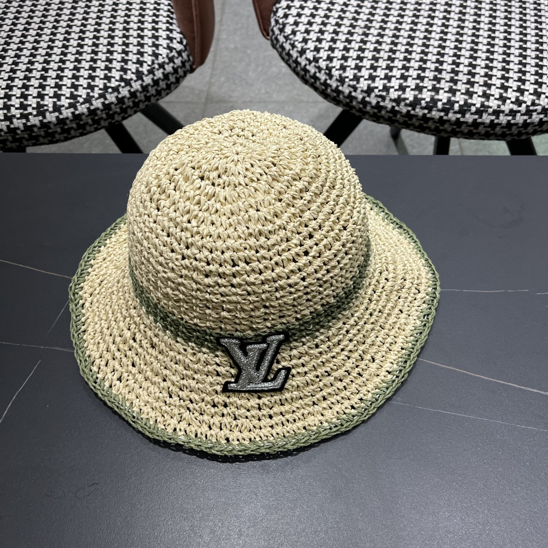  路易威登日系波浪边水钻渔夫帽手工钩针草帽女夏季防
晒镂空透气遮阳