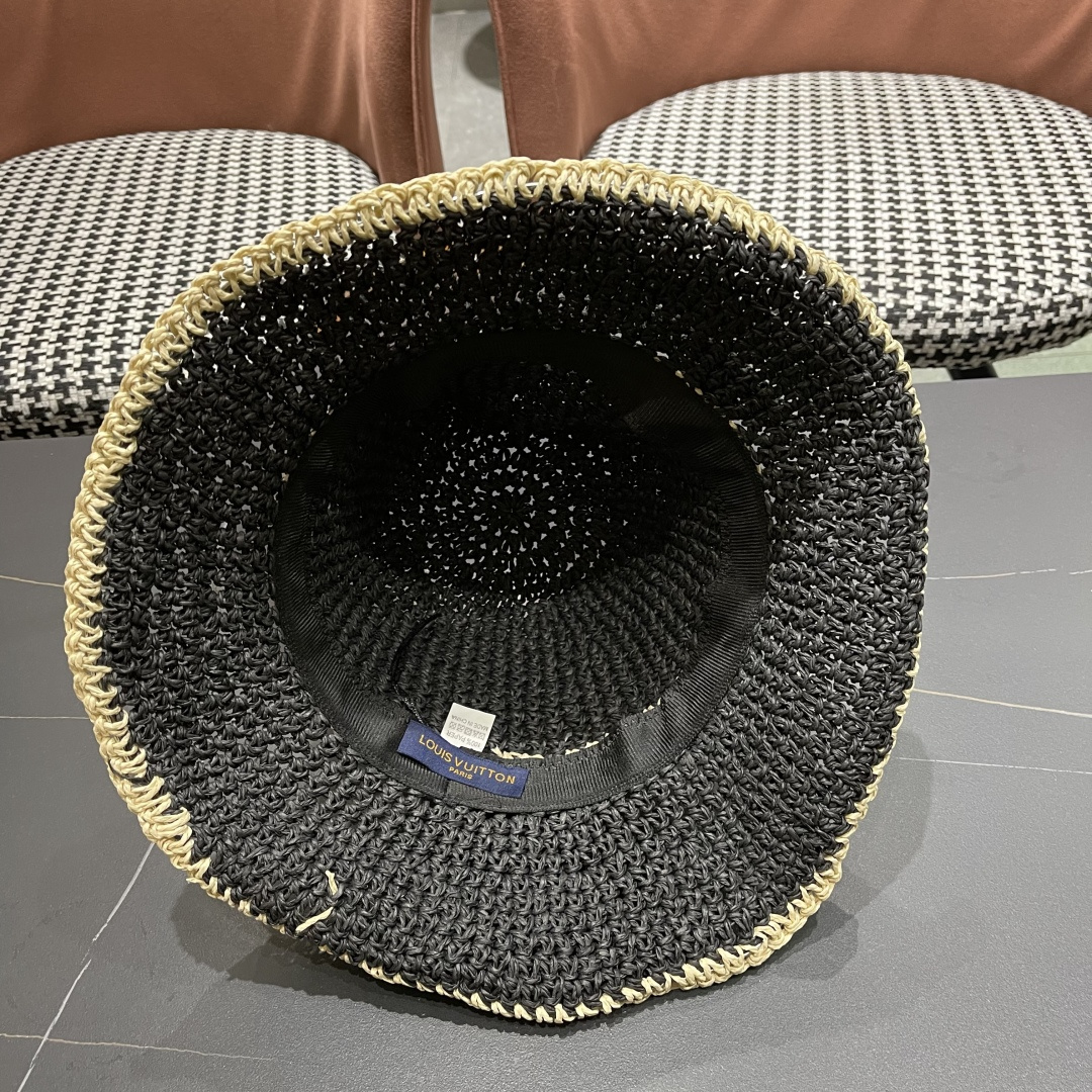  路易威登日系波浪边水钻渔夫帽手工钩针草帽女夏季防
晒镂空透气遮阳