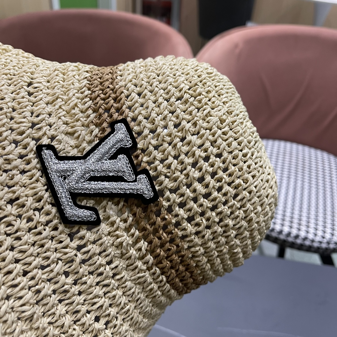  路易威登日系波浪边水钻渔夫帽手工钩针草帽女夏季防
晒镂空透气遮阳