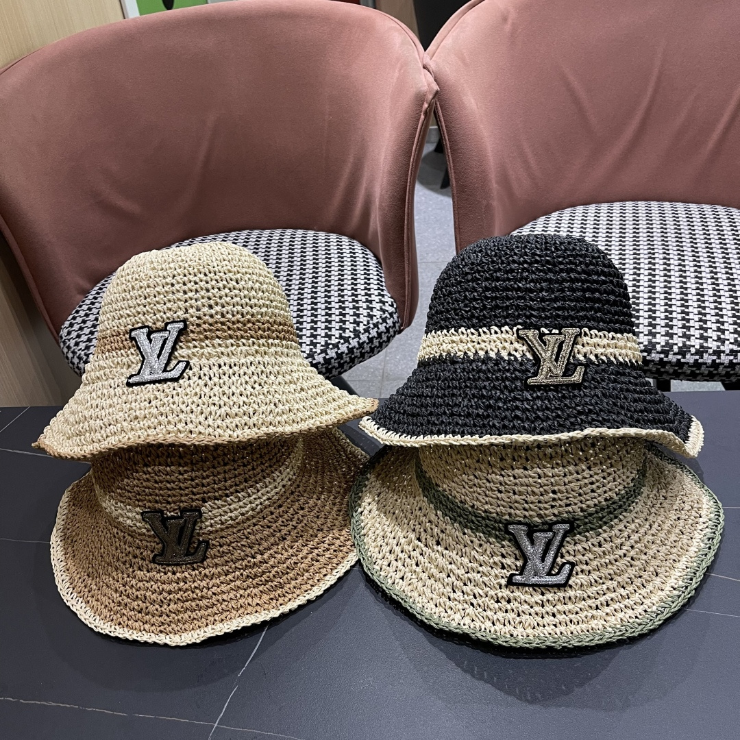  路易威登日系波浪边水钻渔夫帽手工钩针草帽女夏季防
晒镂空透气遮阳