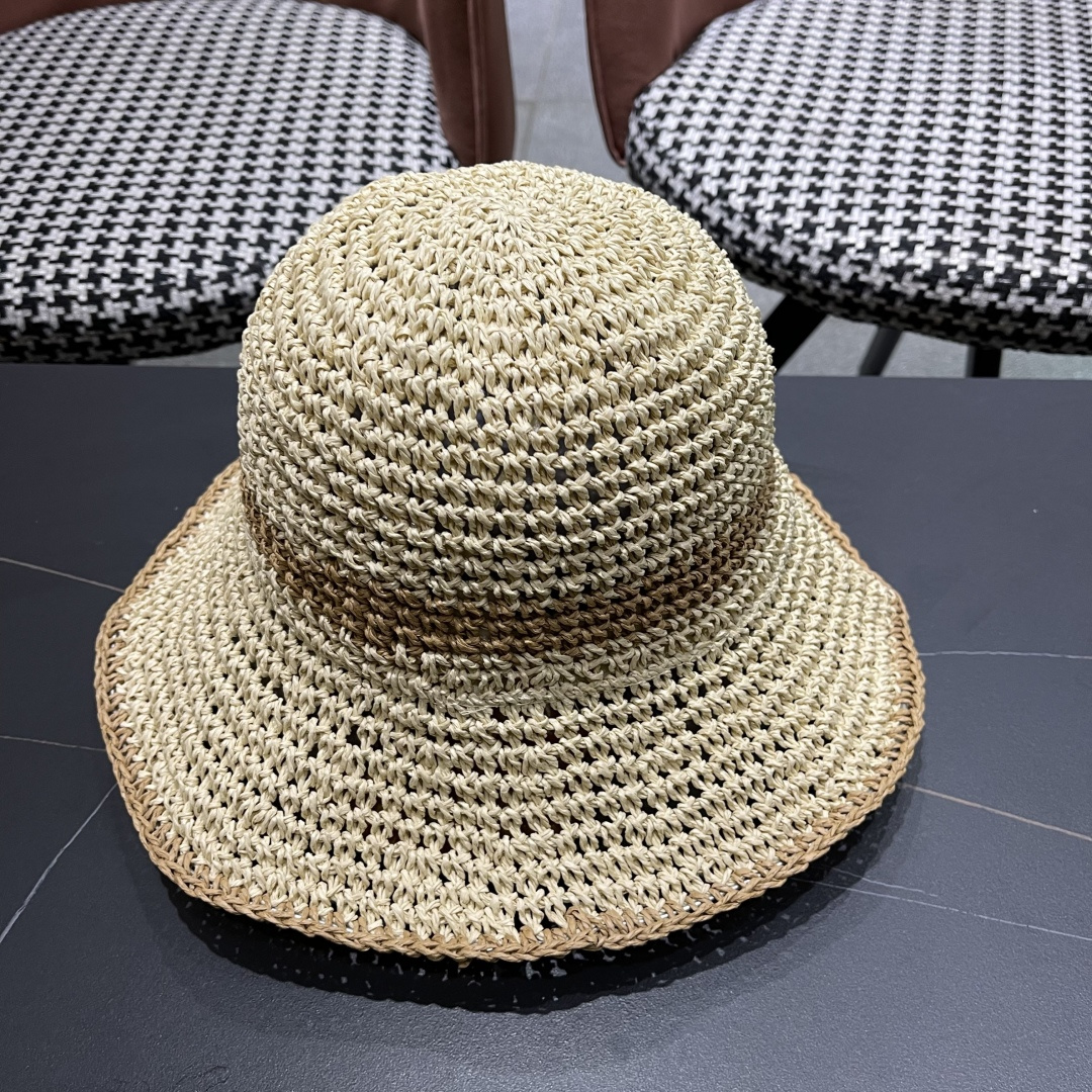  路易威登日系波浪边水钻渔夫帽手工钩针草帽女夏季防
晒镂空透气遮阳