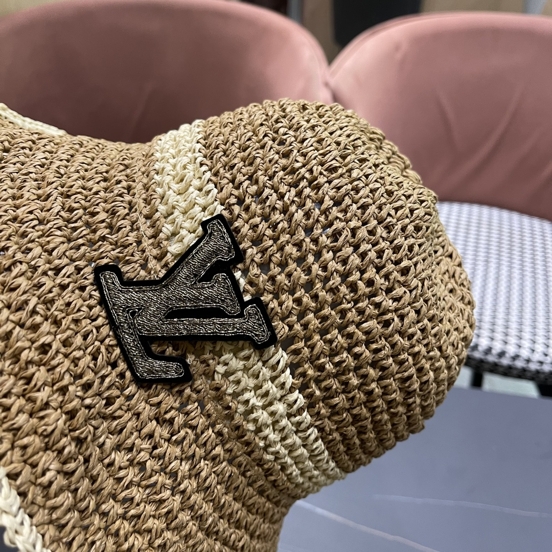  路易威登日系波浪边水钻渔夫帽手工钩针草帽女夏季防
晒镂空透气遮阳