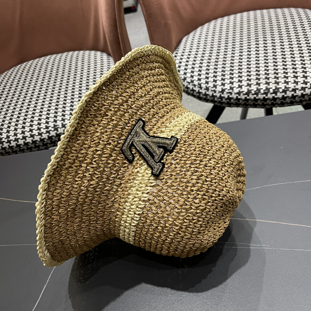  路易威登日系波浪边水钻渔夫帽手工钩针草帽女夏季防
晒镂空透气遮阳