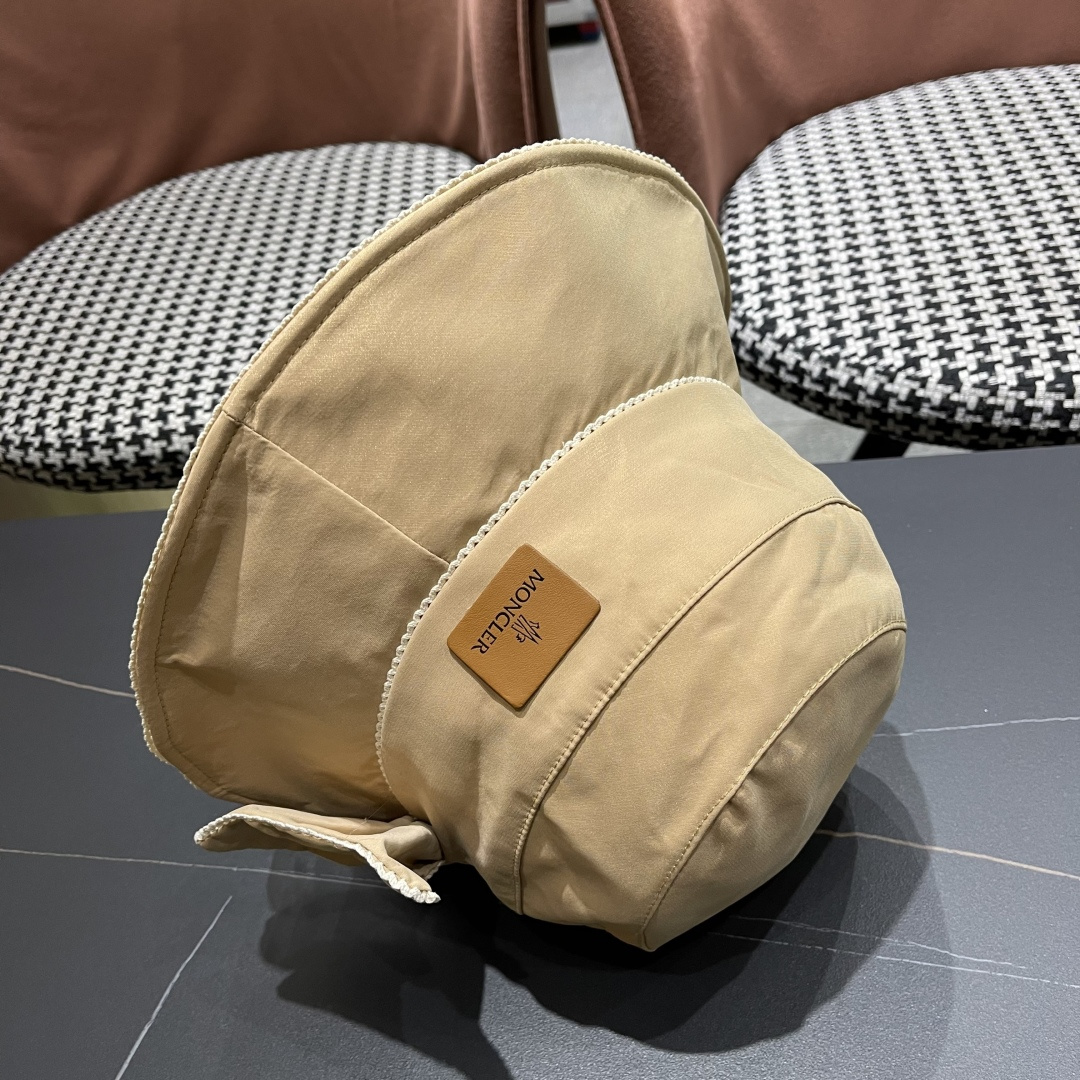  👒蒙‌口Moncler👒2025法式针织帽女春季新款蝴蝶结 时尚遮阳盆帽条纹防晒帽子水桶编织渔夫帽