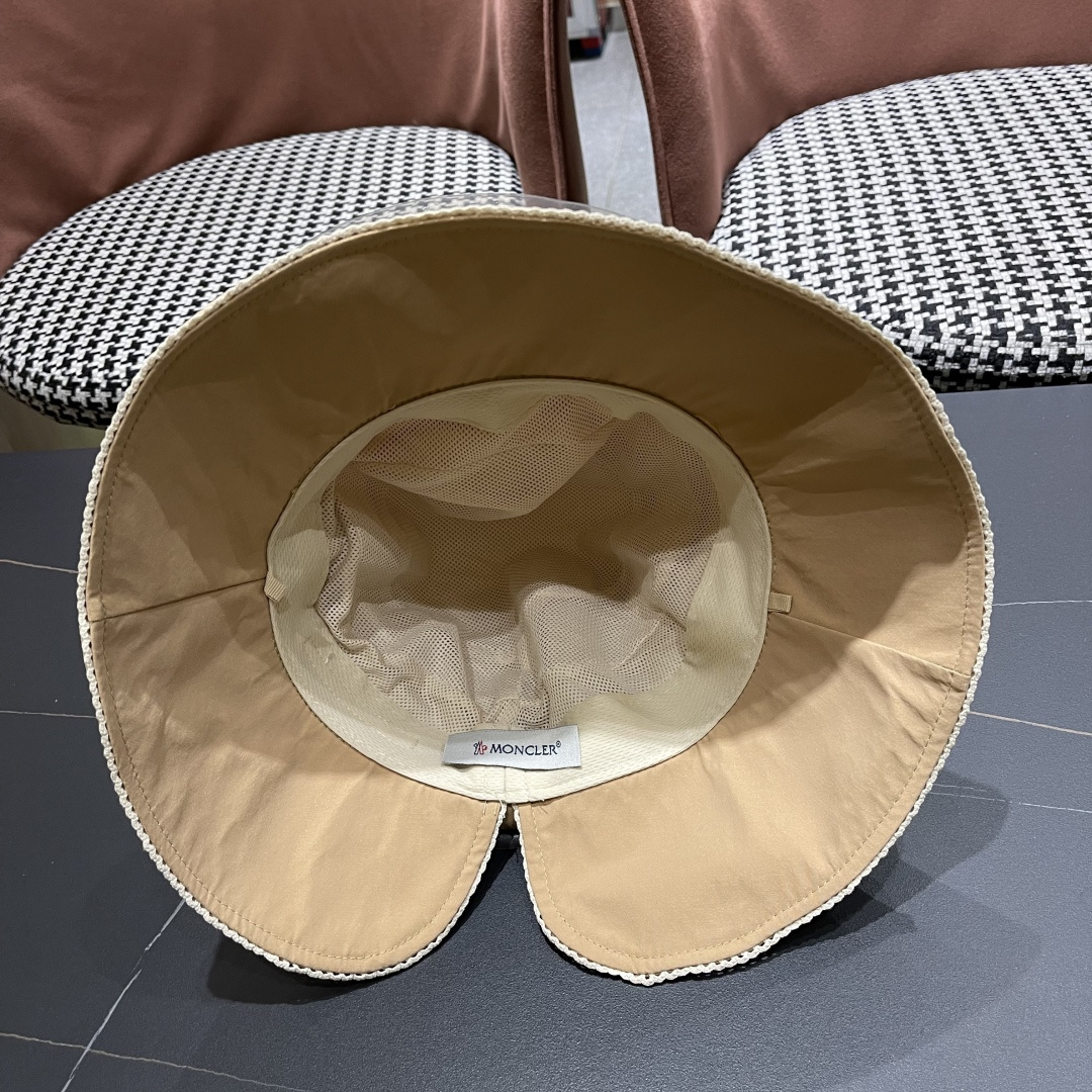  👒蒙‌口Moncler👒2025法式针织帽女春季新款蝴蝶结 时尚遮阳盆帽条纹防晒帽子水桶编织渔夫帽