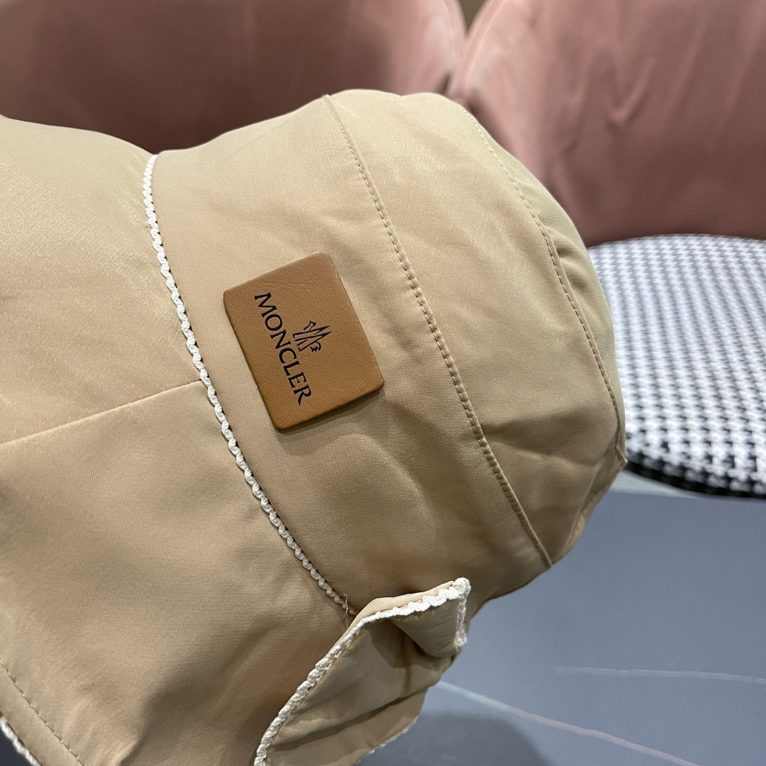  👒蒙‌口Moncler👒2025法式针织帽女春季新款蝴蝶结 时尚遮阳盆帽条纹防晒帽子水桶编织渔夫帽