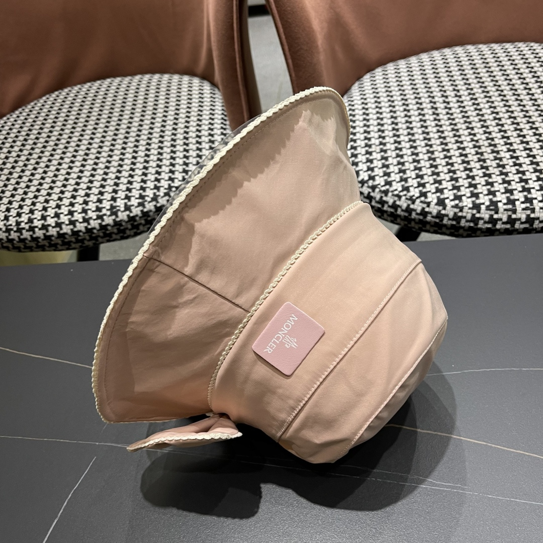  👒蒙‌口Moncler👒2025法式针织帽女春季新款蝴蝶结 时尚遮阳盆帽条纹防晒帽子水桶编织渔夫帽