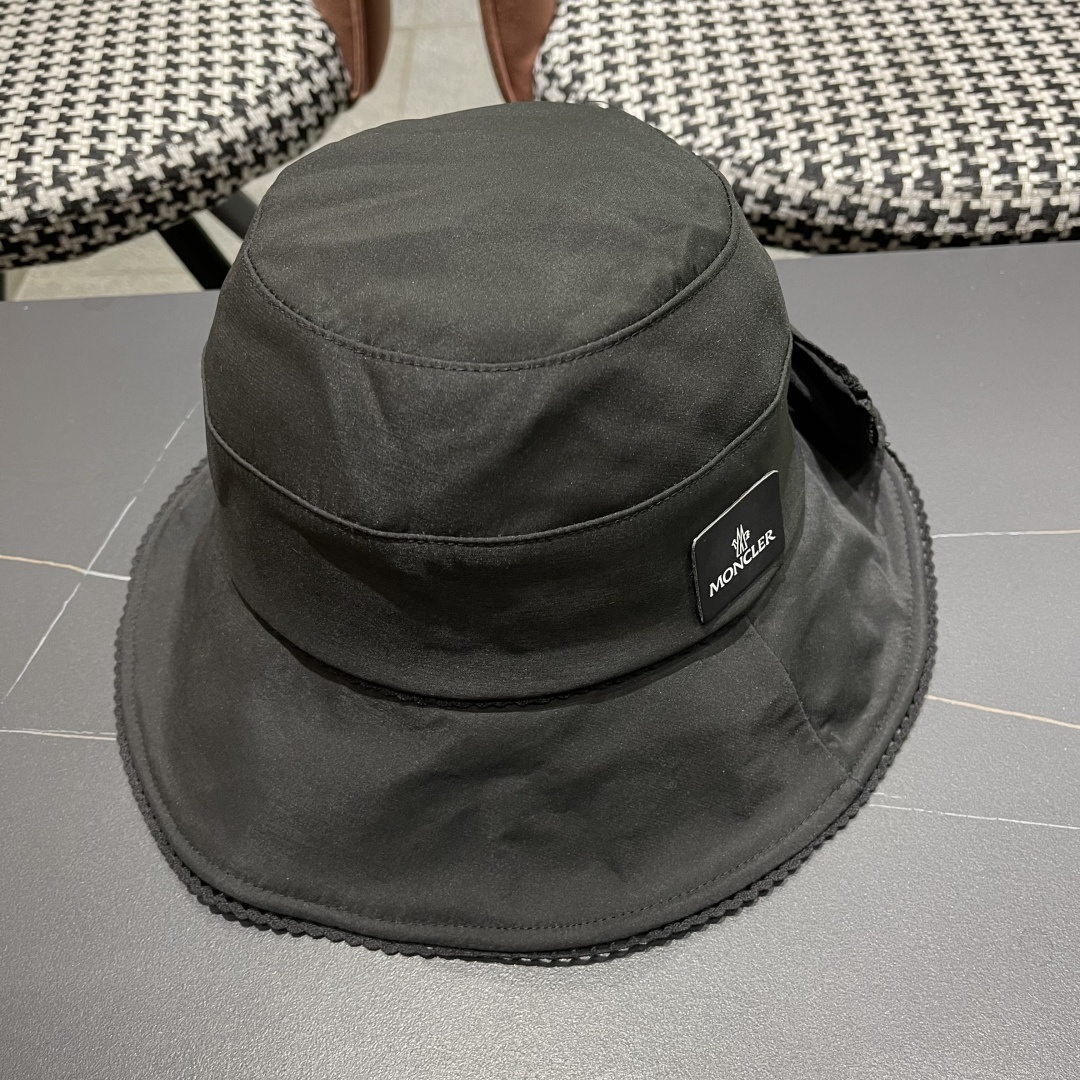  👒蒙‌口Moncler👒2025法式针织帽女春季新款蝴蝶结 时尚遮阳盆帽条纹防晒帽子水桶编织渔夫帽