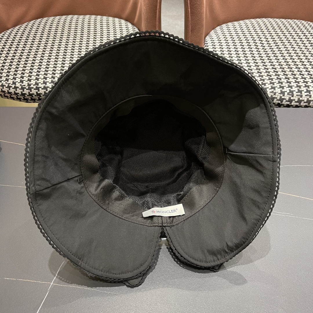  👒蒙‌口Moncler👒2025法式针织帽女春季新款蝴蝶结 时尚遮阳盆帽条纹防晒帽子水桶编织渔夫帽