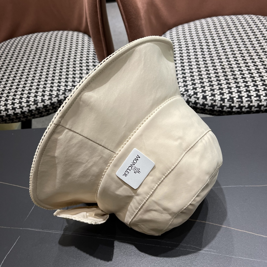  👒蒙‌口Moncler👒2025法式针织帽女春季新款蝴蝶结 时尚遮阳盆帽条纹防晒帽子水桶编织渔夫帽