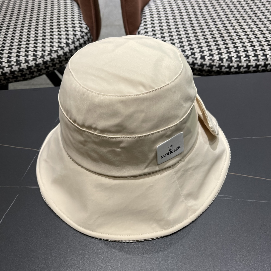  👒蒙‌口Moncler👒2025法式针织帽女春季新款蝴蝶结 时尚遮阳盆帽条纹防晒帽子水桶编织渔夫帽