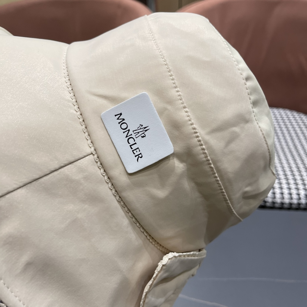  👒蒙‌口Moncler👒2025法式针织帽女春季新款蝴蝶结 时尚遮阳盆帽条纹防晒帽子水桶编织渔夫帽