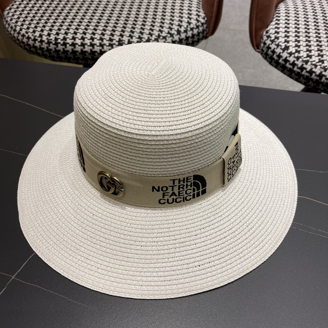 【GUCCI古奇】2025新款草编遮阳草帽盆帽🤩沙滩风，简约大方，百搭单品～新款帽型超美腻，新品上架