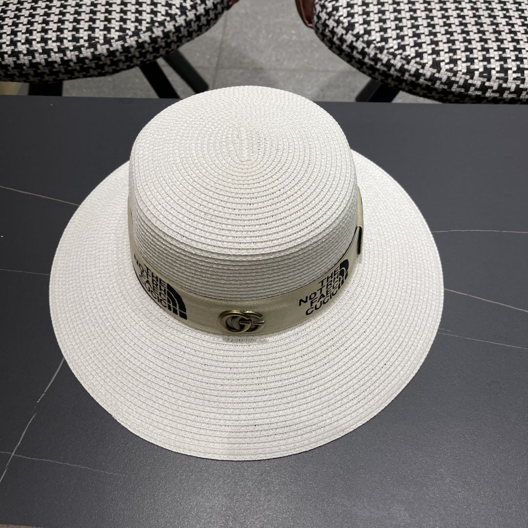 【GUCCI古奇】2025新款草编遮阳草帽盆帽🤩沙滩风，简约大方，百搭单品～新款帽型超美腻，新品上架