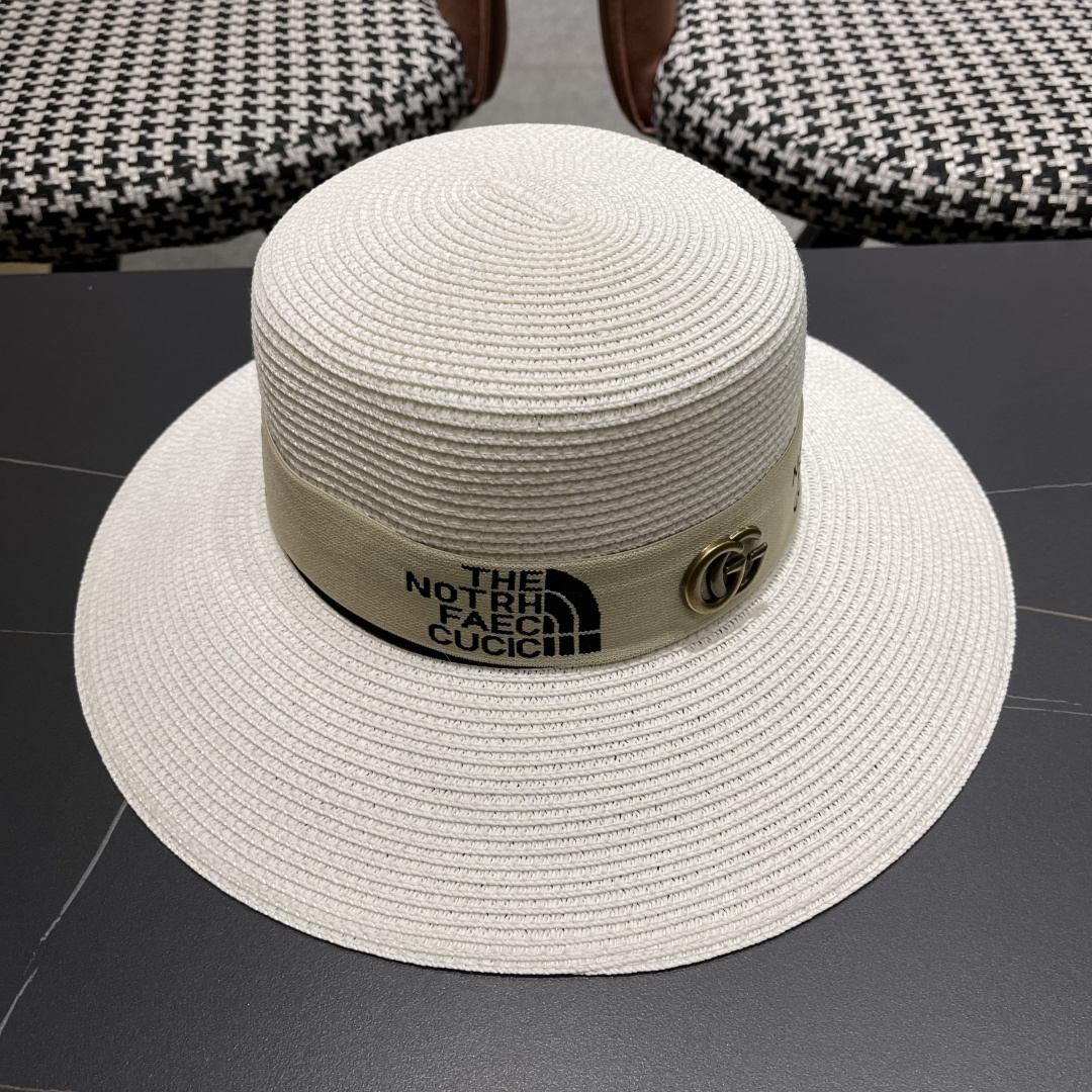 【GUCCI古奇】2025新款草编遮阳草帽盆帽🤩沙滩风，简约大方，百搭单品～新款帽型超美腻，新品上架