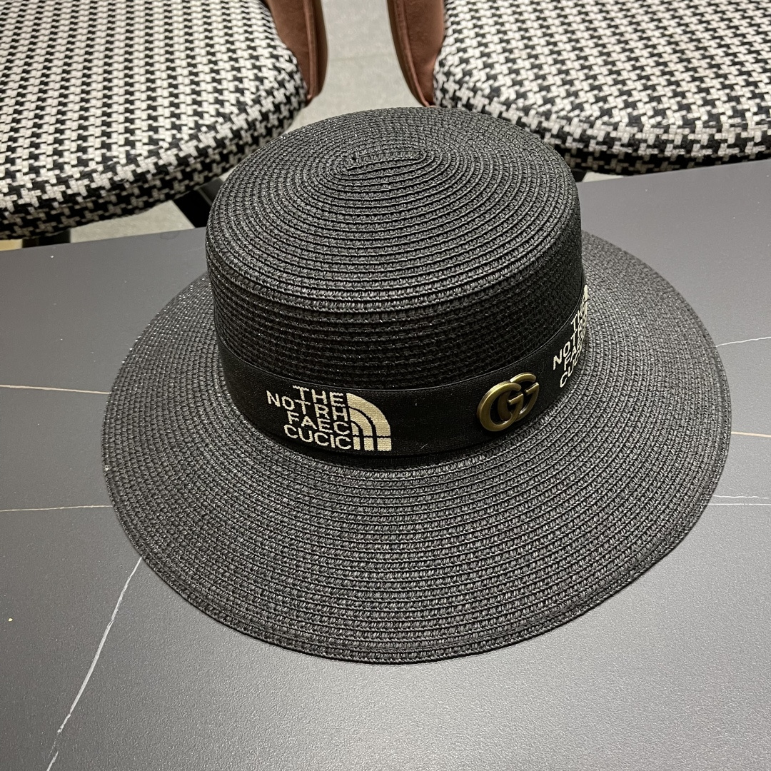 【GUCCI古奇】2025新款草编遮阳草帽盆帽🤩沙滩风，简约大方，百搭单品～新款帽型超美腻，新品上架