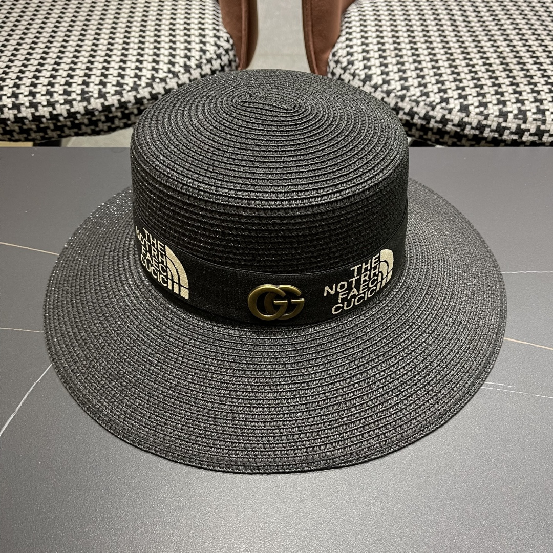 【GUCCI古奇】2025新款草编遮阳草帽盆帽🤩沙滩风，简约大方，百搭单品～新款帽型超美腻，新品上架