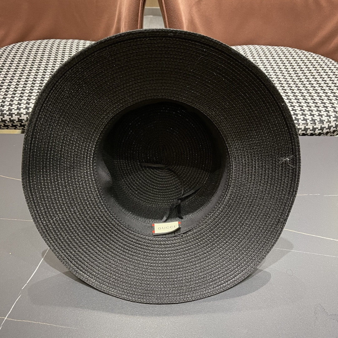 【GUCCI古奇】2025新款草编遮阳草帽盆帽🤩沙滩风，简约大方，百搭单品～新款帽型超美腻，新品上架