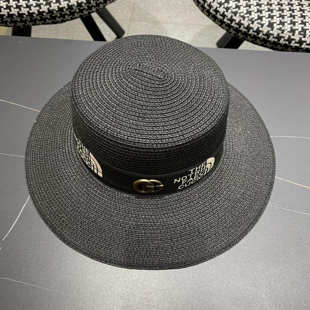 【GUCCI古奇】2025新款草编遮阳草帽盆帽🤩沙滩风，简约大方，百搭单品～新款帽型超美腻，新品上架