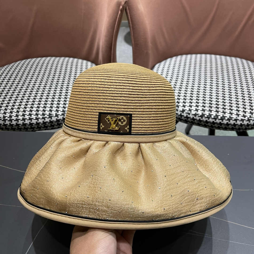  路易威登Lv 夏季大帽檐太阳帽女新款户外旅游遮阳
百搭遮脸海边沙滩防晒帽