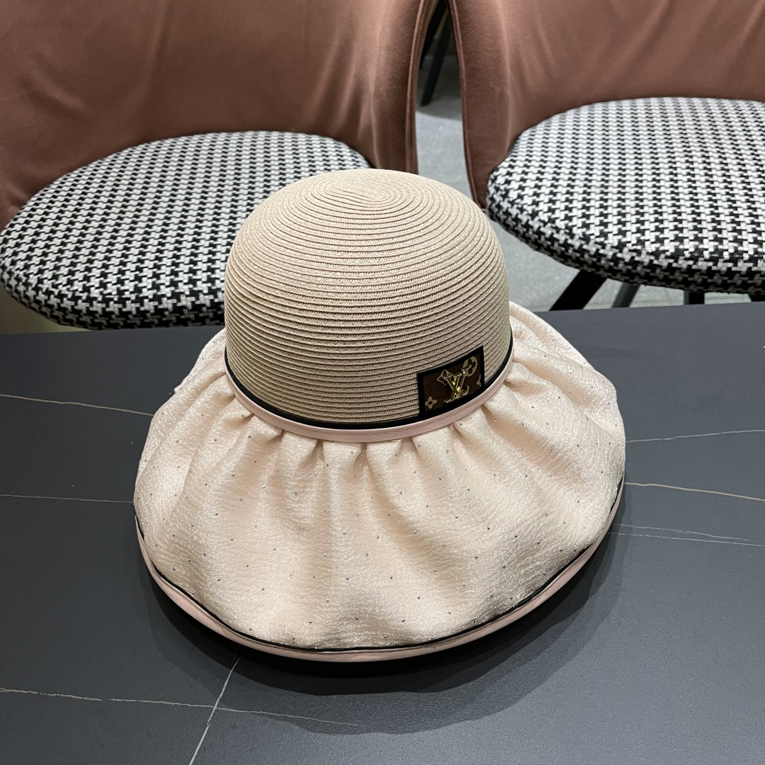  路易威登Lv 夏季大帽檐太阳帽女新款户外旅游遮阳
百搭遮脸海边沙滩防晒帽