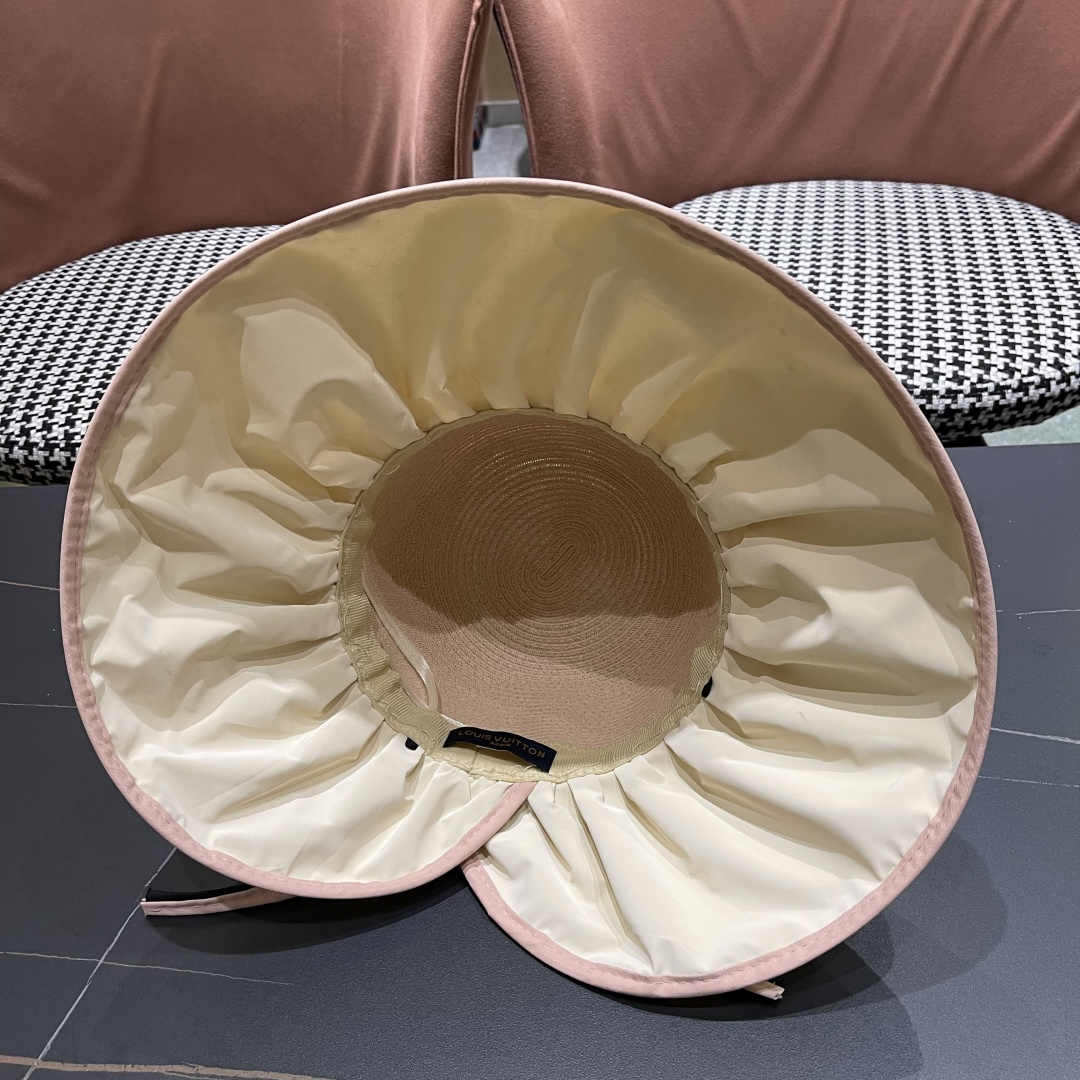  路易威登Lv 夏季大帽檐太阳帽女新款户外旅游遮阳
百搭遮脸海边沙滩防晒帽