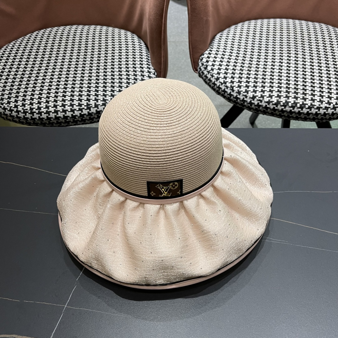  路易威登Lv 夏季大帽檐太阳帽女新款户外旅游遮阳
百搭遮脸海边沙滩防晒帽