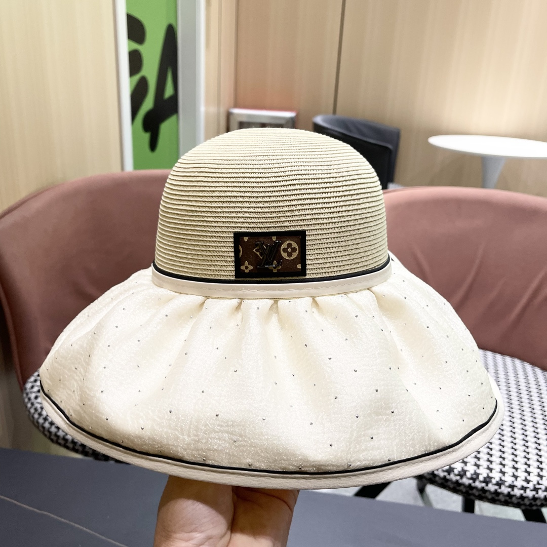  路易威登Lv 夏季大帽檐太阳帽女新款户外旅游遮阳
百搭遮脸海边沙滩防晒帽