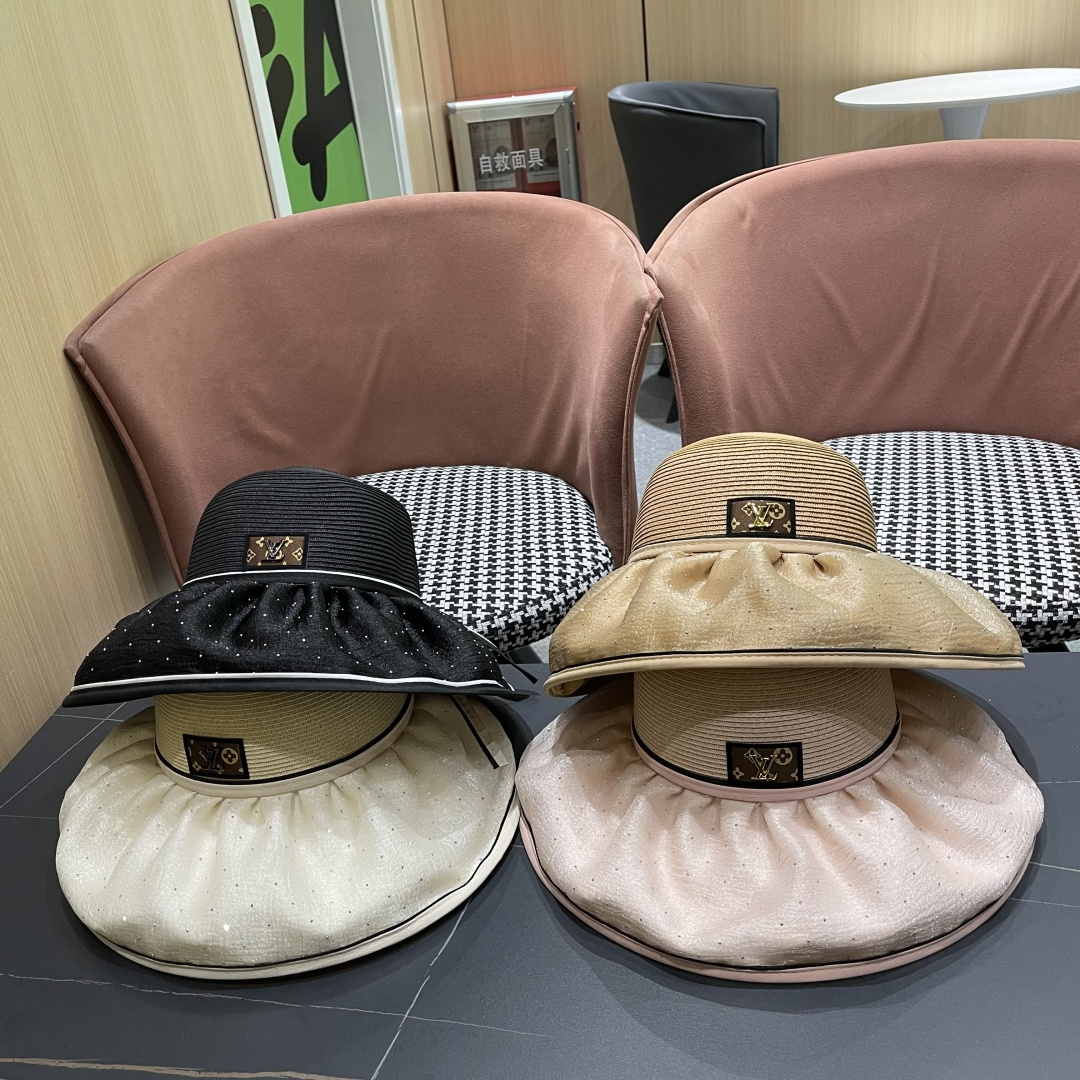  路易威登Lv 夏季大帽檐太阳帽女新款户外旅游遮阳
百搭遮脸海边沙滩防晒帽