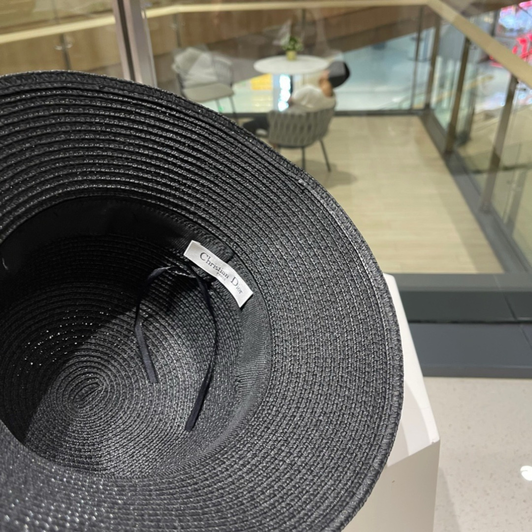  Dior迪奥草帽，名媛风遮阳帽，大蝴蝶节头围57cm