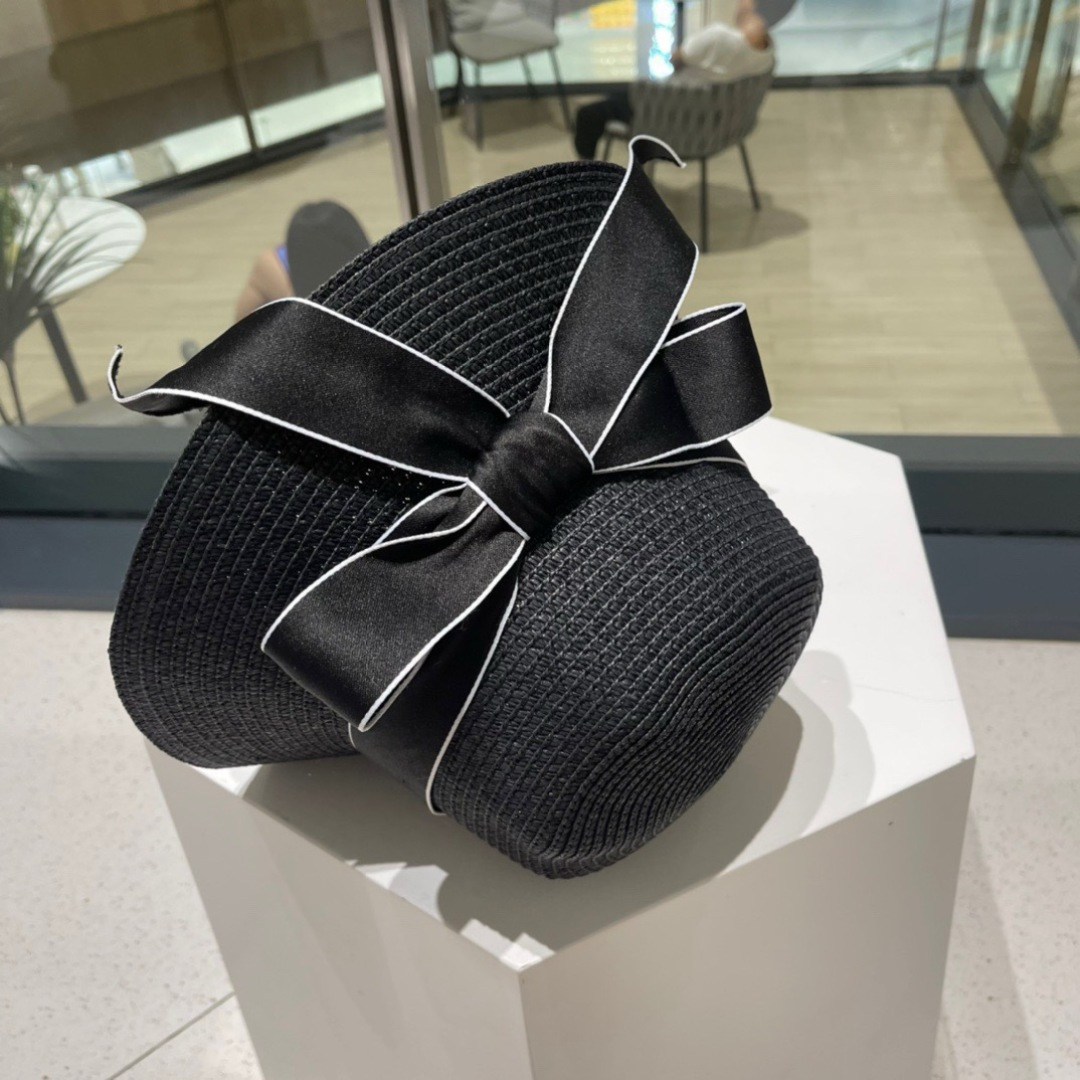  Dior迪奥草帽，名媛风遮阳帽，大蝴蝶节头围57cm