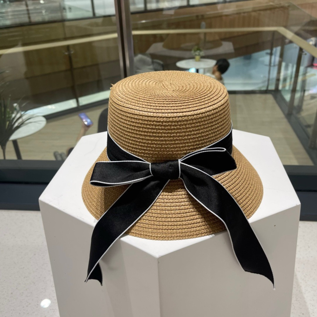  Dior迪奥草帽，名媛风遮阳帽，大蝴蝶节头围57cm