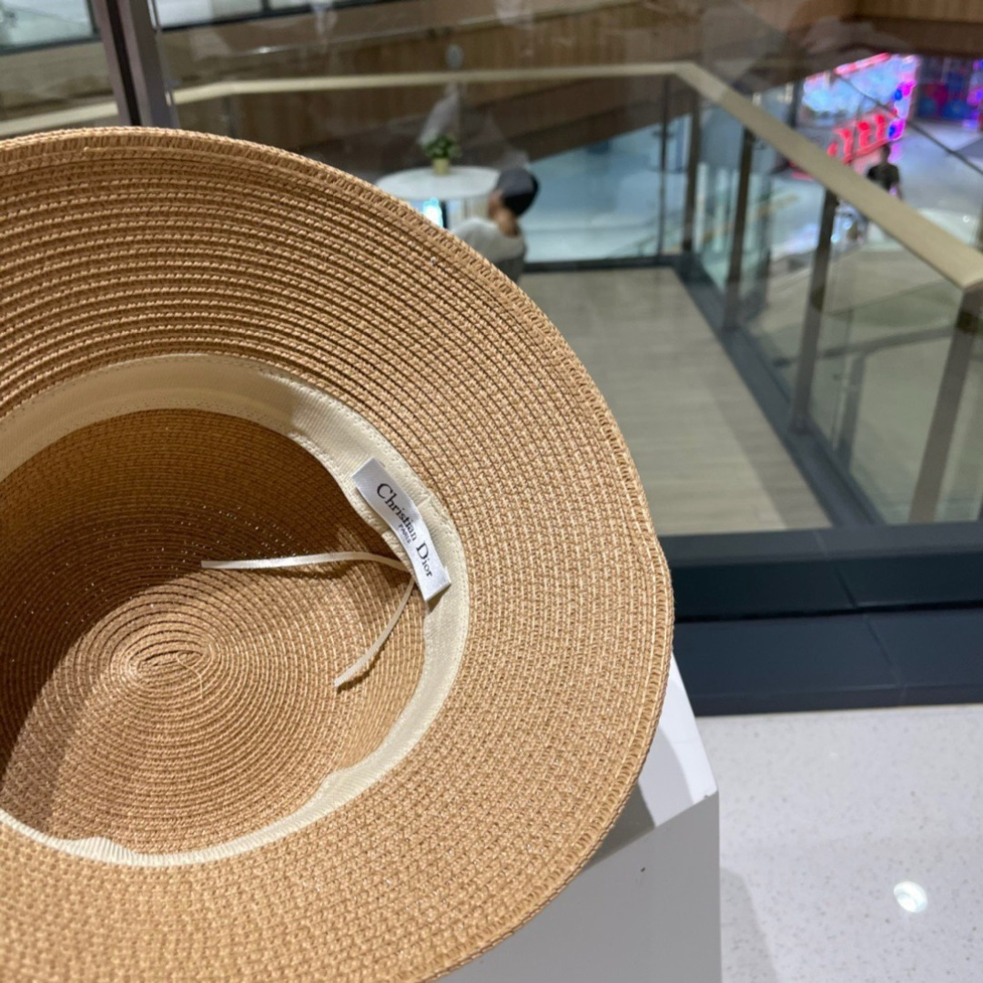 Dior迪奥草帽，名媛风遮阳帽，大蝴蝶节头围57cm