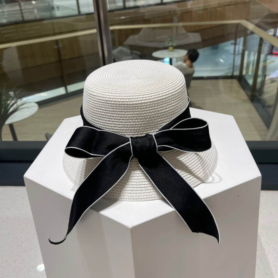  Dior迪奥草帽，名媛风遮阳帽，大蝴蝶节头围57cm