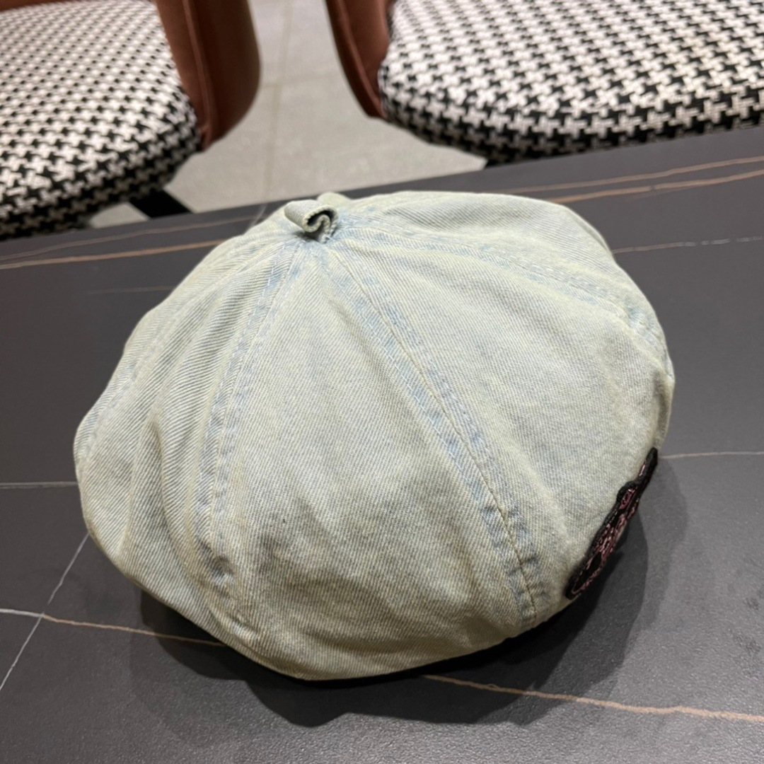 。PRADA普拉达 2025新款秋冬牛仔贝雷帽女英伦复古韩版简约纯色显脸小蓓蕾帽子