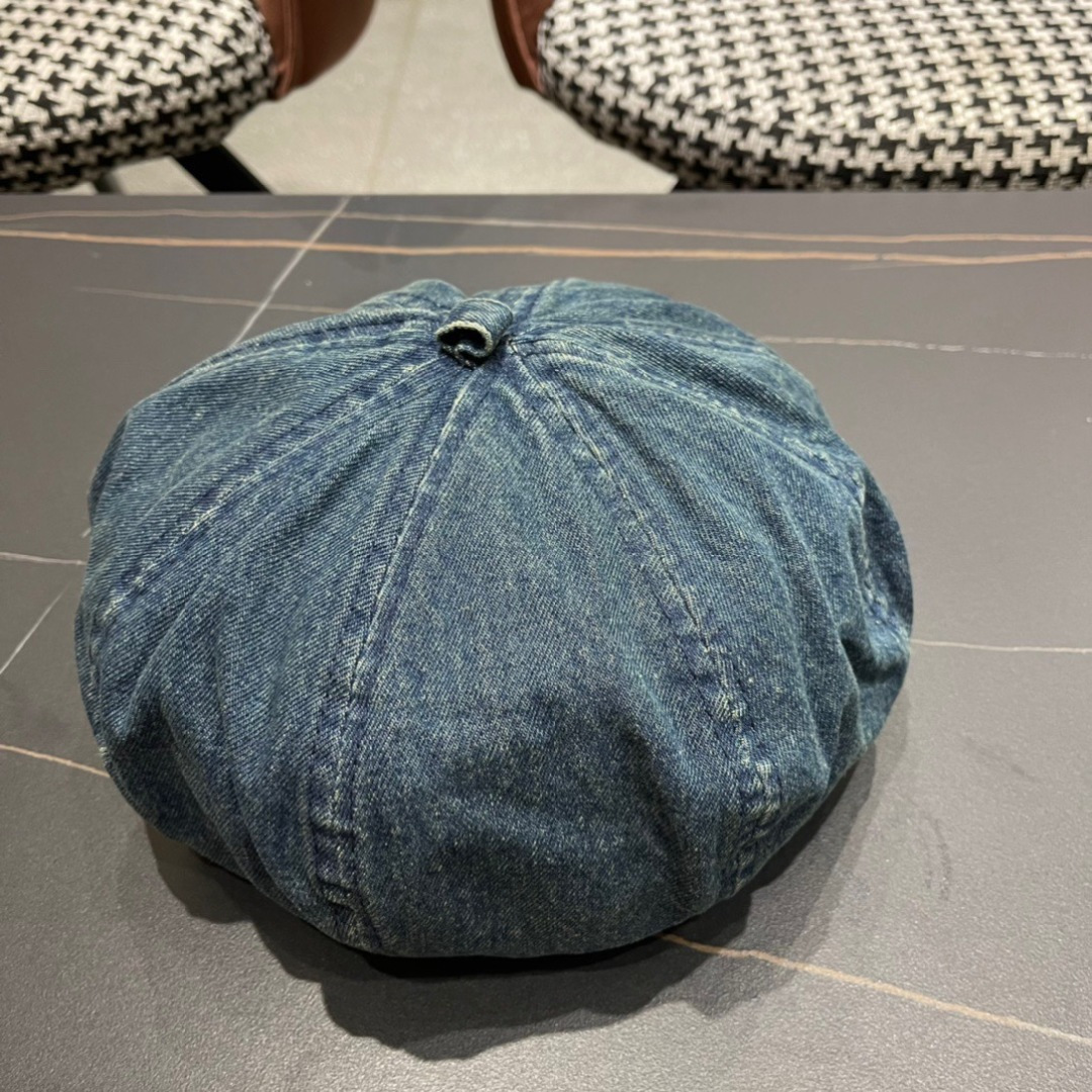 。PRADA普拉达 2025新款秋冬牛仔贝雷帽女英伦复古韩版简约纯色显脸小蓓蕾帽子