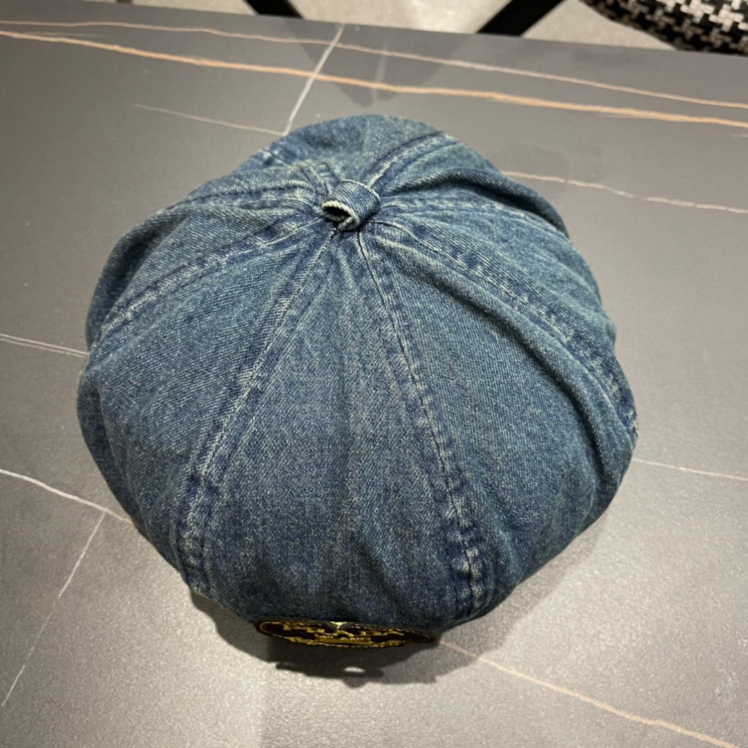 。PRADA普拉达 2025新款秋冬牛仔贝雷帽女英伦复古韩版简约纯色显脸小蓓蕾帽子