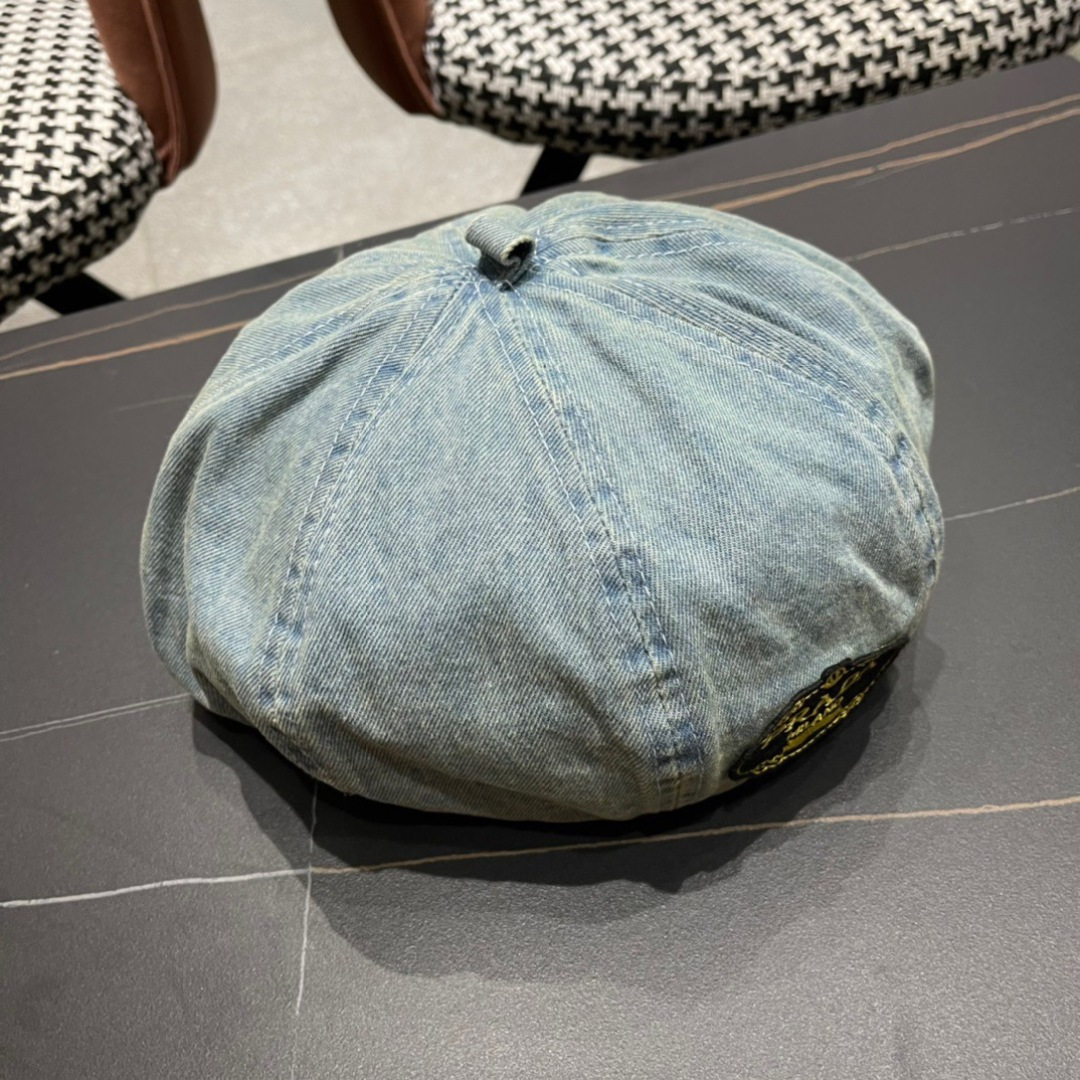 。PRADA普拉达 2025新款秋冬牛仔贝雷帽女英伦复古韩版简约纯色显脸小蓓蕾帽子