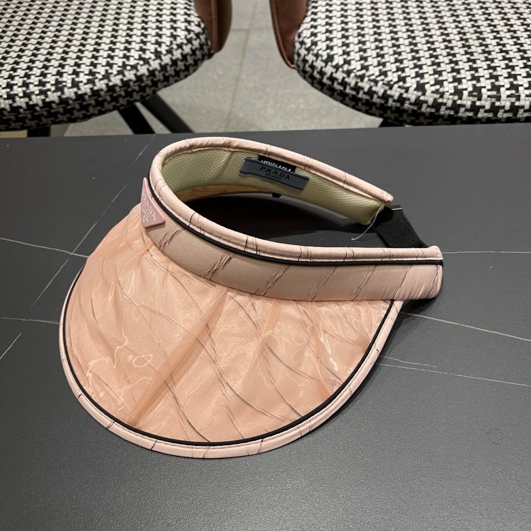  PRADA普拉达 2025春夏新款遮阳草帽帽，彩色波浪空顶遮阳帽，防嗮遮阳帽，可折叠，头围57cm，