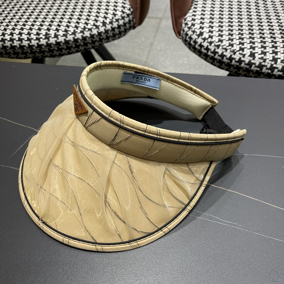  PRADA普拉达 2025春夏新款遮阳草帽帽，彩色波浪空顶遮阳帽，防嗮遮阳帽，可折叠，头围57cm，
