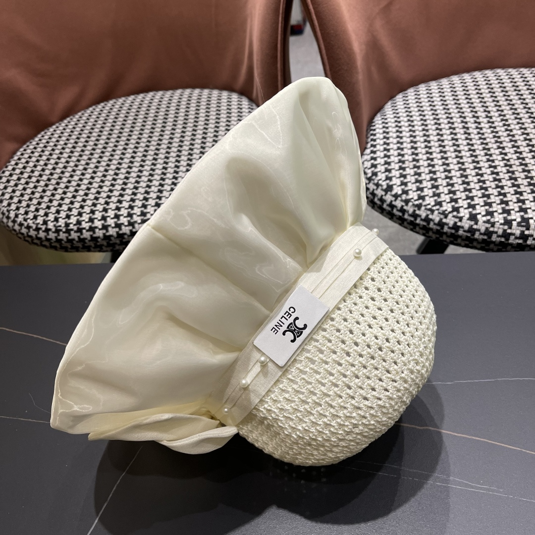  赛琳celine 2025新款夏季蝴蝶结遮阳渔夫帽女草帽防紫外线遮脸防晒太阳帽